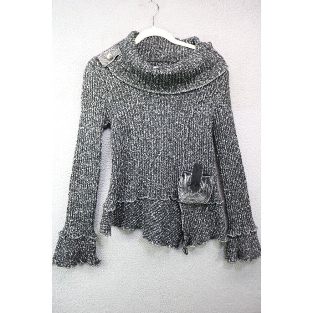 Laseine Cowl Neck Long Sleeve Sweater-Tunic-Pocket-Wool Blend-Size Medium-Fairy